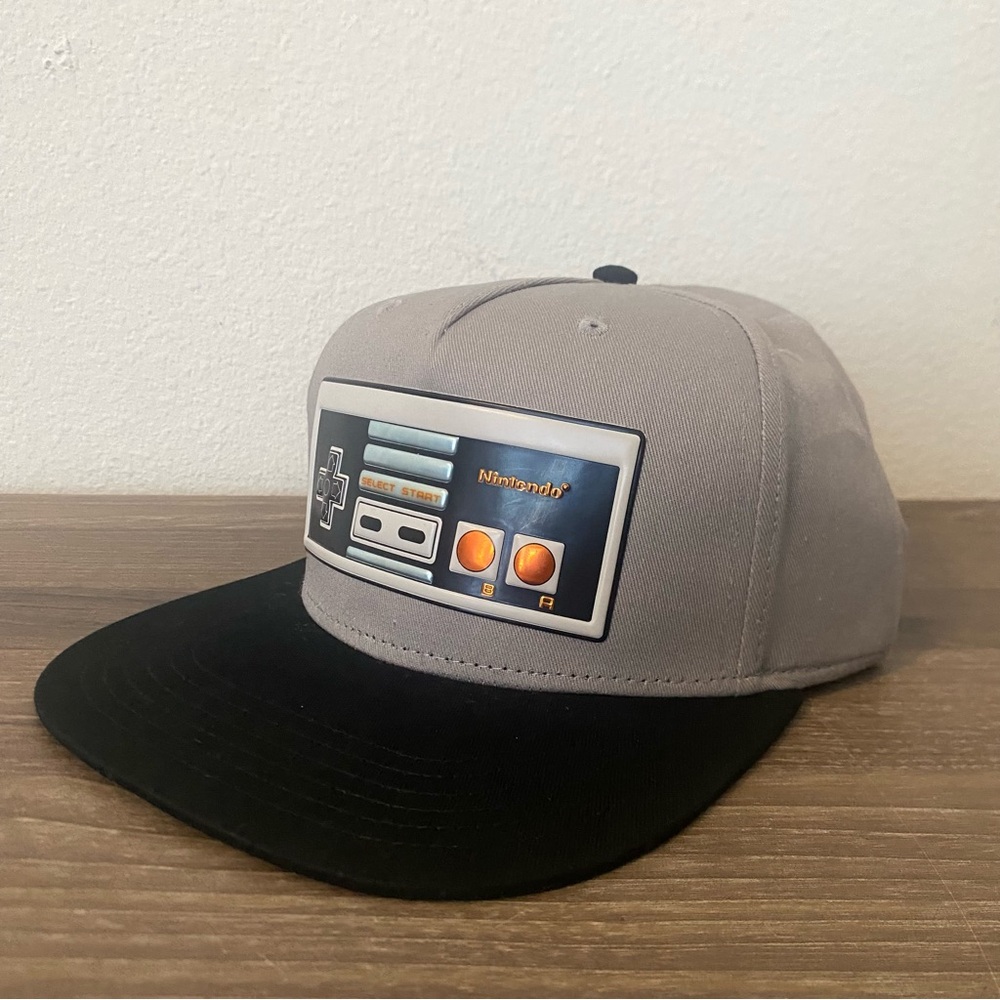 Nintendo Entertainment System Rubber Controller Snapback Hat Gray One Size 14+